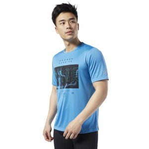 Reebok Running Crew T Shirt Herren - Blau - DE 492-CAO